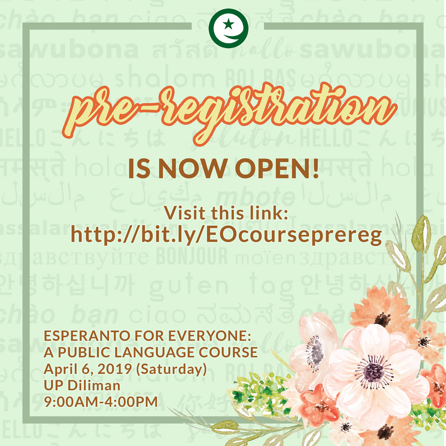 Disvastigo: Basic Esperanto Language Course Pre-registration